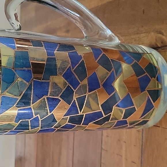 Vintage MCM Martini Cocktail Pitcher 22K Gold Mosaic West Virginia Glass Co - Picture 6 of 7